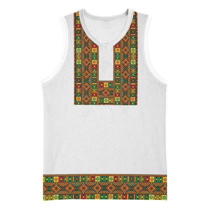 Ethiopian Enkutatash Personalized Basketball Jersey Traditional Habesha Pattern
