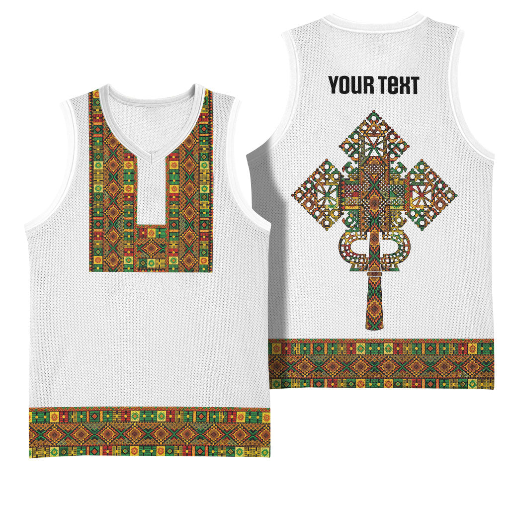 Ethiopian Enkutatash Personalized Basketball Jersey Traditional Habesha Pattern