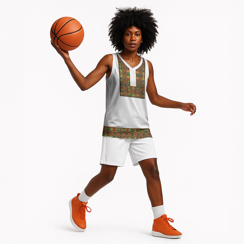 Ethiopian Enkutatash Personalized Basketball Jersey Traditional Habesha Pattern