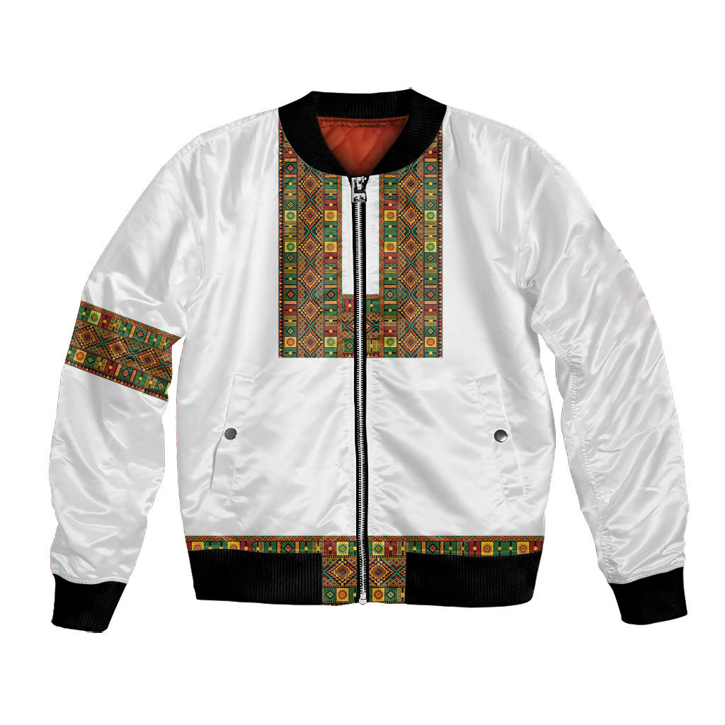 Ethiopian Enkutatash Personalized Bomber Jacket Traditional Habesha Pattern