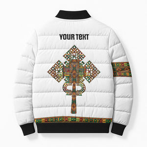 Ethiopian Enkutatash Personalized Bomber Puffer Jacket Traditional Habesha Pattern