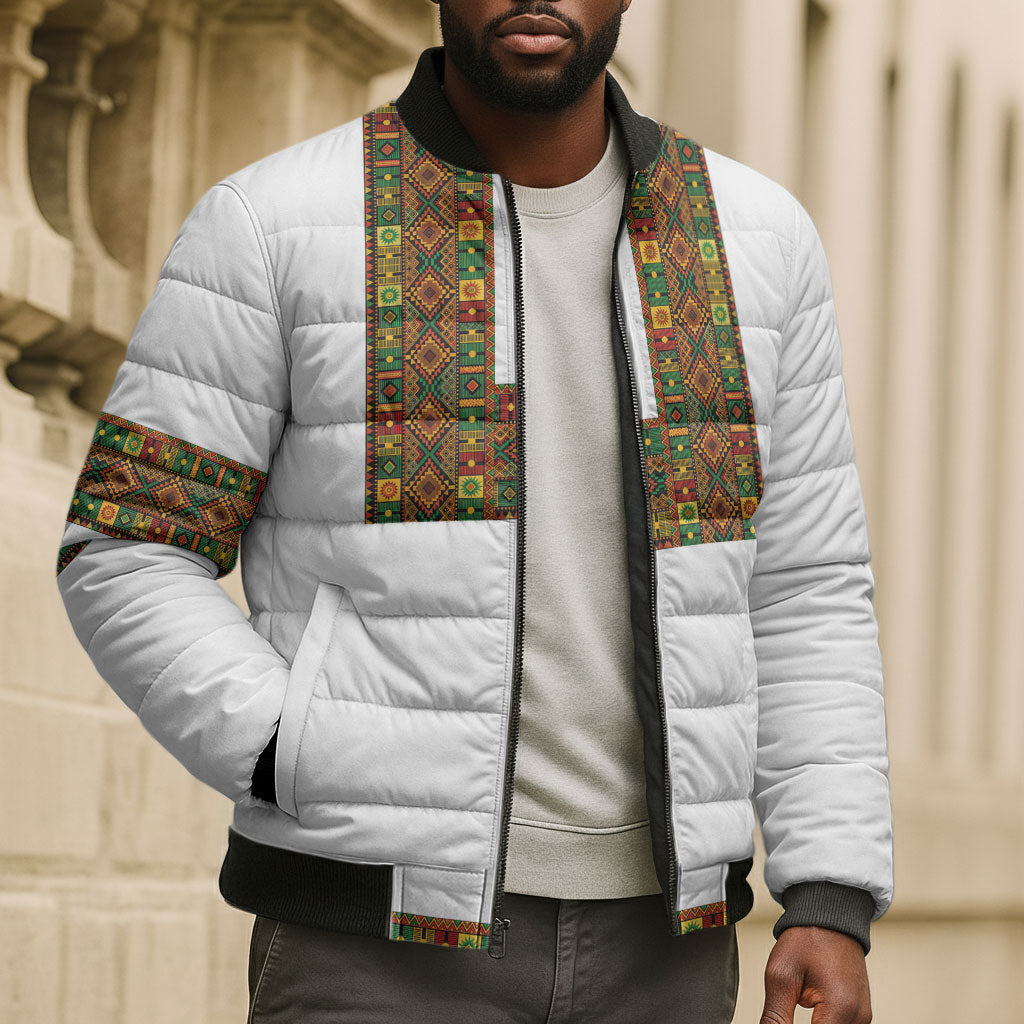 Ethiopian Enkutatash Personalized Bomber Puffer Jacket Traditional Habesha Pattern