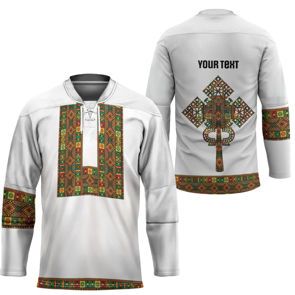 Ethiopian Enkutatash Personalized Hockey Jersey Traditional Habesha Pattern