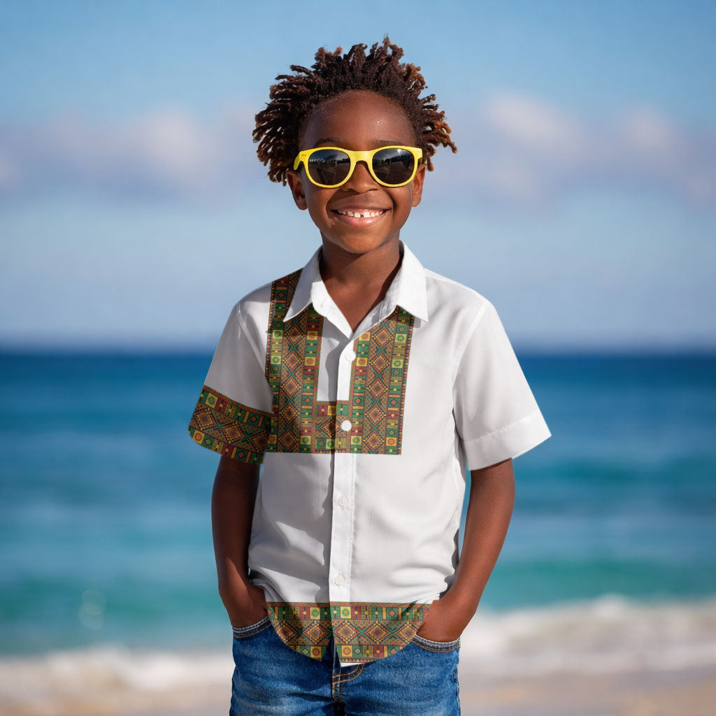 Ethiopian Enkutatash Personalized Kid Hawaiian Shirt Traditional Habesha Pattern