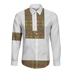 Ethiopian Enkutatash Personalized Long Sleeve Button Shirt Traditional Habesha Pattern