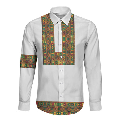 Ethiopian Enkutatash Personalized Long Sleeve Button Shirt Traditional Habesha Pattern