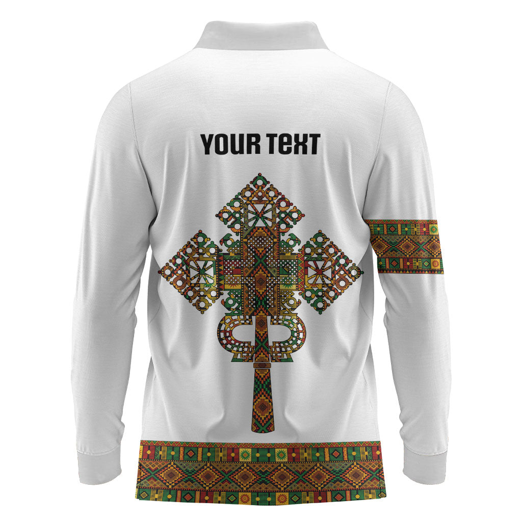 Ethiopian Enkutatash Personalized Long Sleeve Polo Shirt Traditional Habesha Pattern