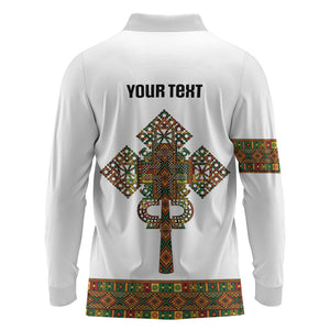 Ethiopian Enkutatash Personalized Long Sleeve Polo Shirt Traditional Habesha Pattern
