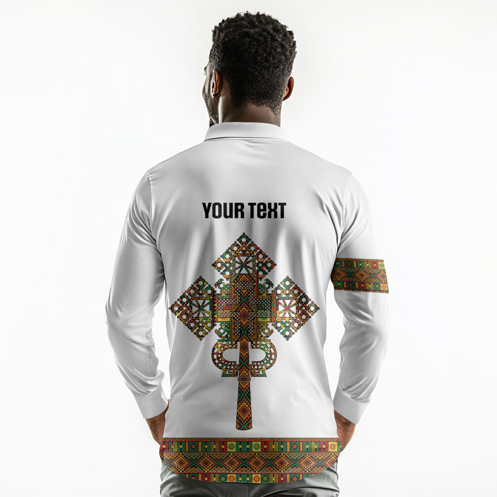 Ethiopian Enkutatash Personalized Long Sleeve Polo Shirt Traditional Habesha Pattern