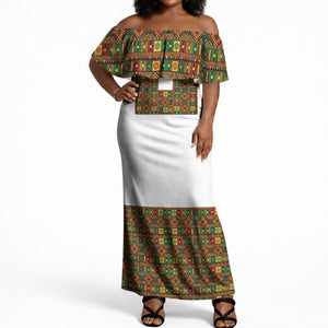 Ethiopian Enkutatash Personalized Off Shoulder Maxi Dress Traditional Habesha Pattern