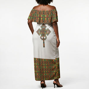 Ethiopian Enkutatash Personalized Off Shoulder Maxi Dress Traditional Habesha Pattern