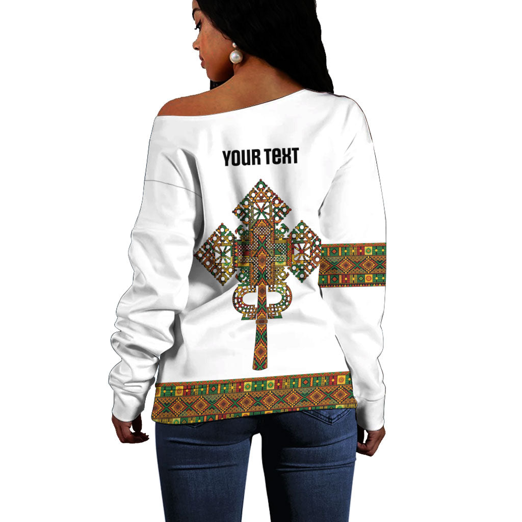 Ethiopian Enkutatash Personalized Off Shoulder Sweater Traditional Habesha Pattern