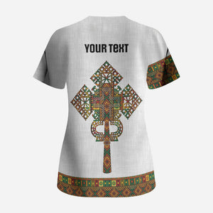 Ethiopian Enkutatash Personalized Scrub Top Traditional Habesha Pattern