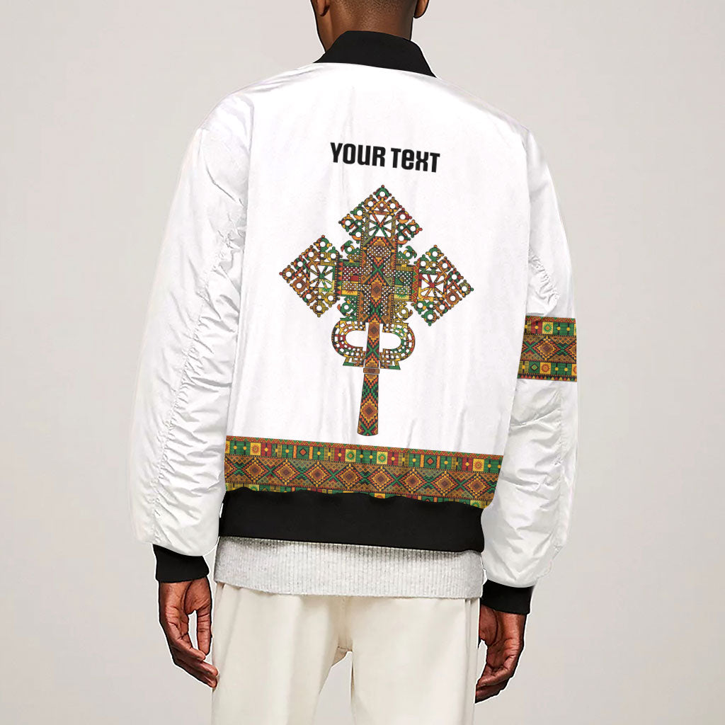 Ethiopian Enkutatash Personalized Sleeve Zip Bomber Jacket Traditional Habesha Pattern