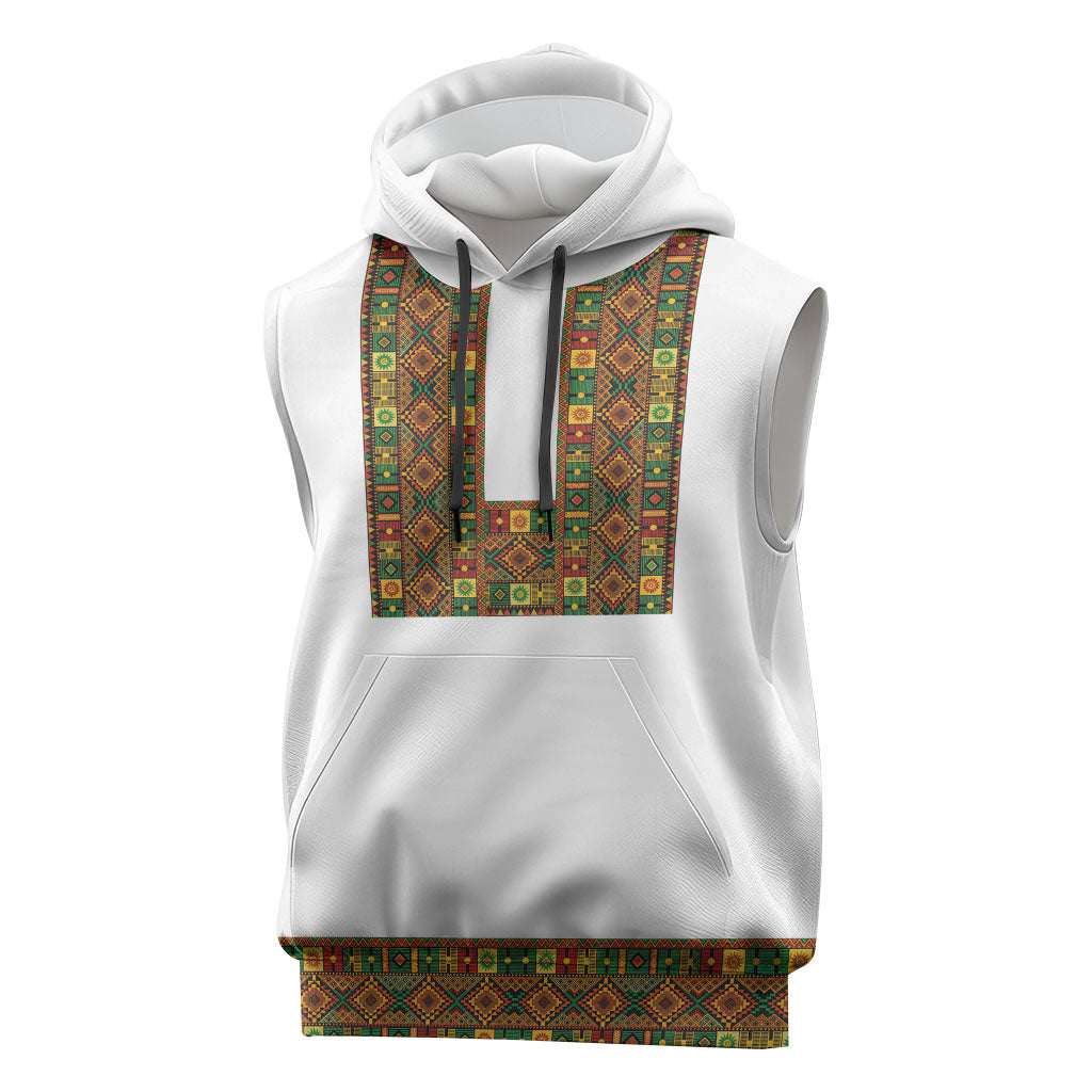 Ethiopian Enkutatash Personalized Sleeveless Hoodie Traditional Habesha Pattern