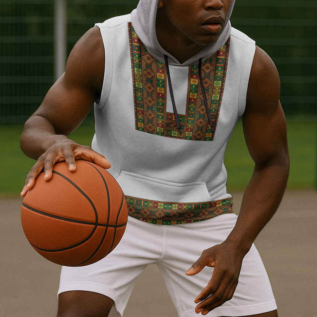 Ethiopian Enkutatash Personalized Sleeveless Hoodie Traditional Habesha Pattern
