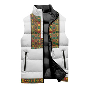 Ethiopian Enkutatash Personalized Sleeveless Puffer Jacket Traditional Habesha Pattern