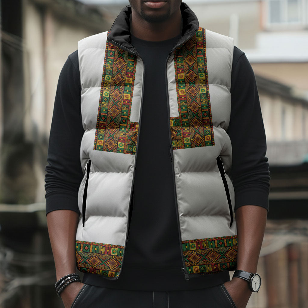 Ethiopian Enkutatash Personalized Sleeveless Puffer Jacket Traditional Habesha Pattern