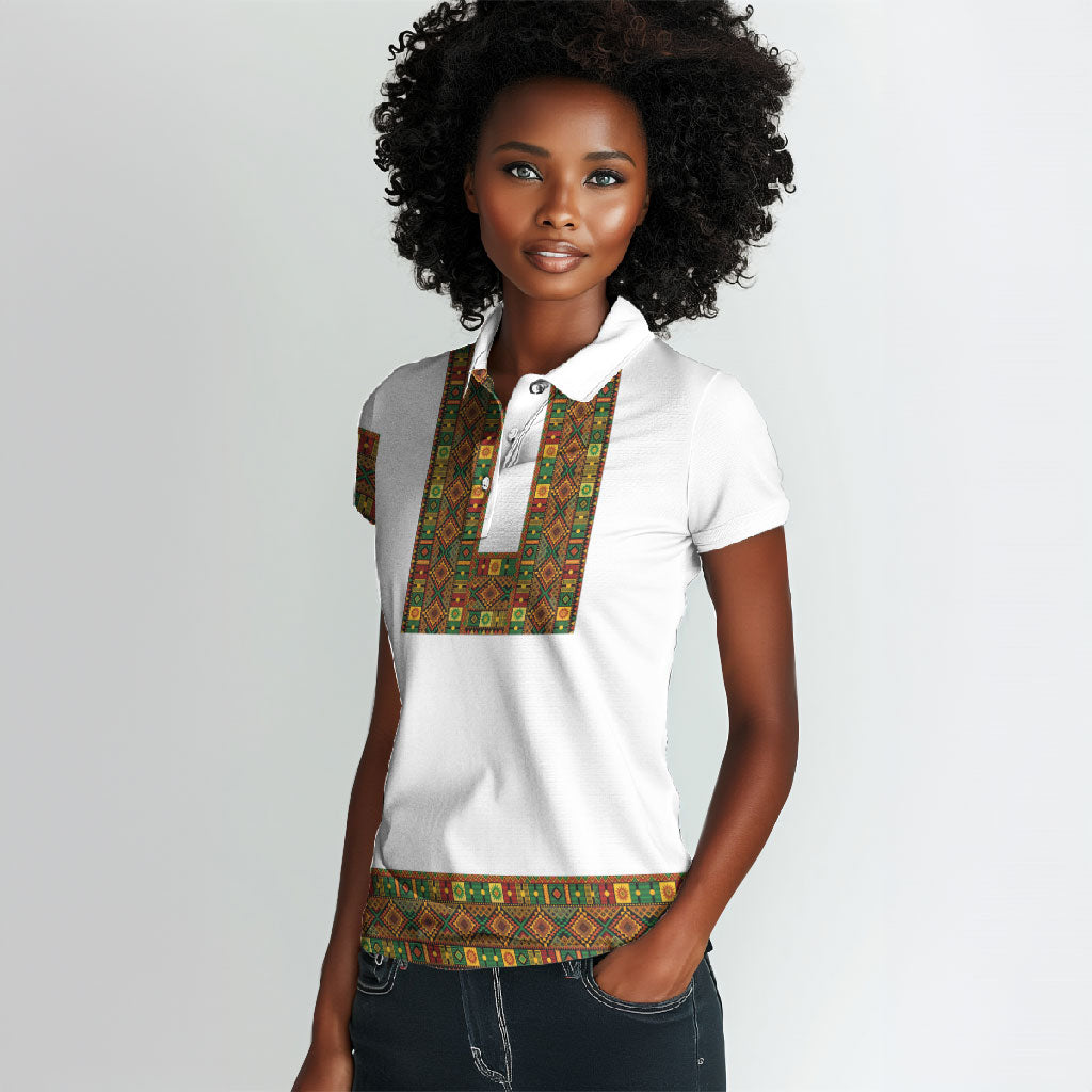 Ethiopian Enkutatash Personalized Women Polo Shirt Traditional Habesha Pattern