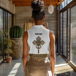 Ethiopian Enkutatash Personalized Women Sleeveless Polo Shirt Traditional Habesha Pattern