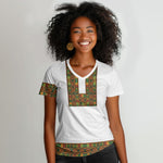 Ethiopian Enkutatash Personalized Women V-Neck T-Shirt Traditional Habesha Pattern
