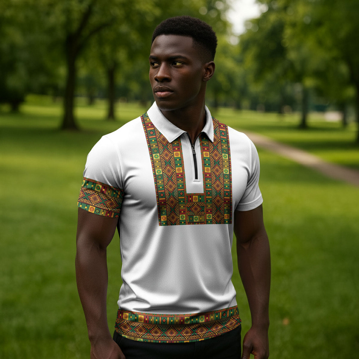Ethiopian Enkutatash Personalized Zipper Polo Shirt Traditional Habesha Pattern