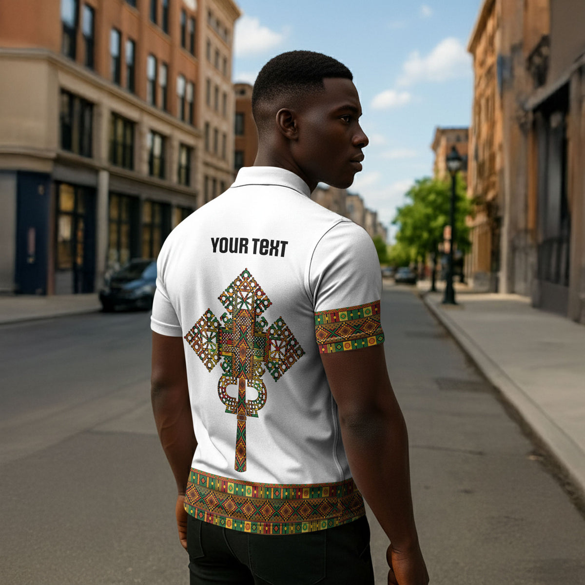 Ethiopian Enkutatash Personalized Zipper Polo Shirt Traditional Habesha Pattern