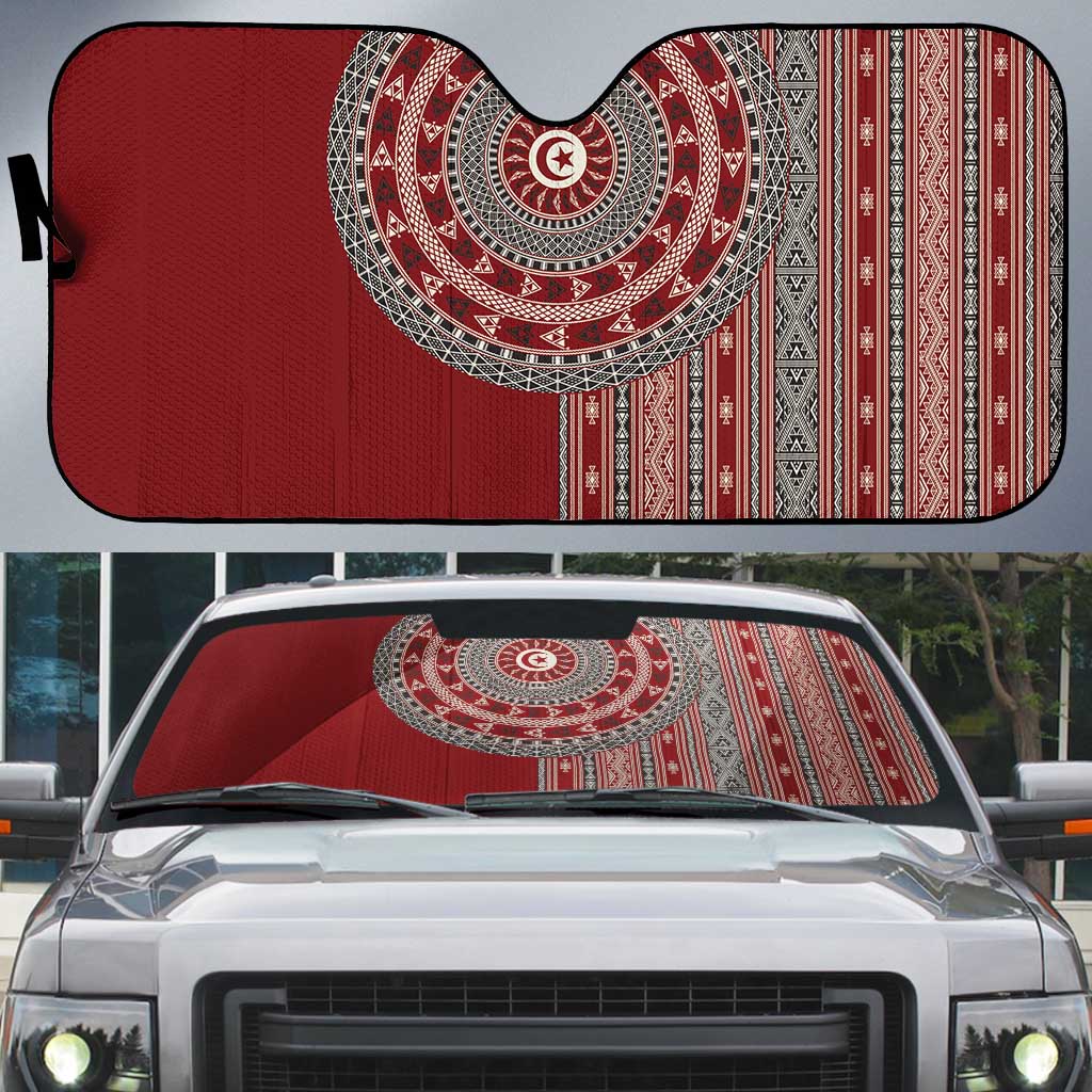 Tunisia Bakhnug Motif Auto Sun Shade Traditional Tunisian Embroidery Inspired - African Pride
