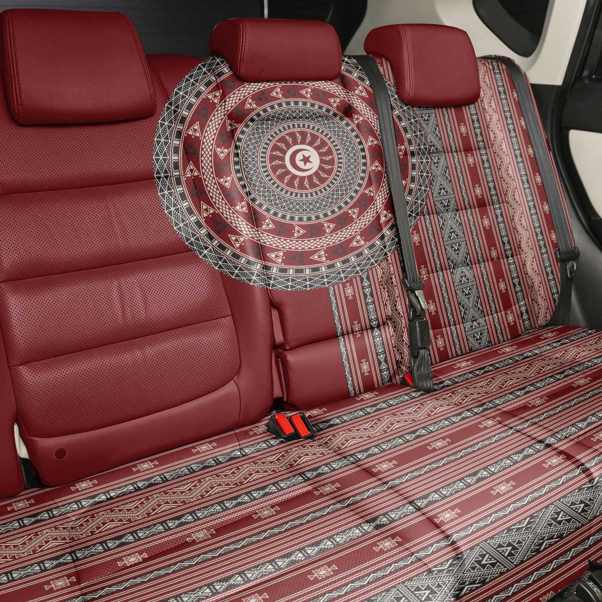 Tunisia Bakhnug Motif Back Car Seat Cover Traditional Tunisian Embroidery Inspired - African Pride