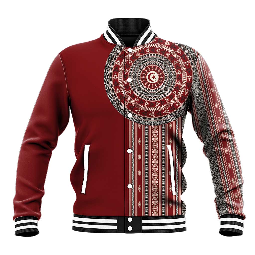 Tunisia Bakhnug Motif Baseball Jacket Traditional Tunisian Embroidery Inspired - African Pride