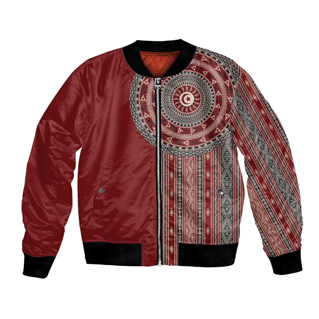 Tunisia Bakhnug Motif Bomber Jacket Traditional Tunisian Embroidery Inspired - African Pride