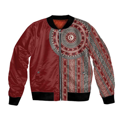 Tunisia Bakhnug Motif Bomber Jacket Traditional Tunisian Embroidery Inspired - African Pride