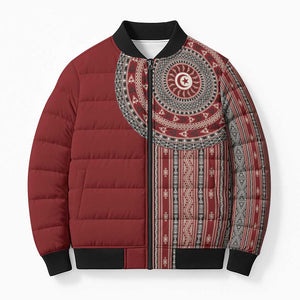 Tunisia Bakhnug Motif Bomber Puffer Jacket Traditional Tunisian Embroidery Inspired - African Pride