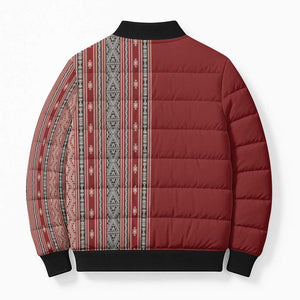 Tunisia Bakhnug Motif Bomber Puffer Jacket Traditional Tunisian Embroidery Inspired - African Pride