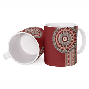 Tunisia Bakhnug Motif Ceramic Mug Traditional Tunisian Embroidery Inspired - African Pride