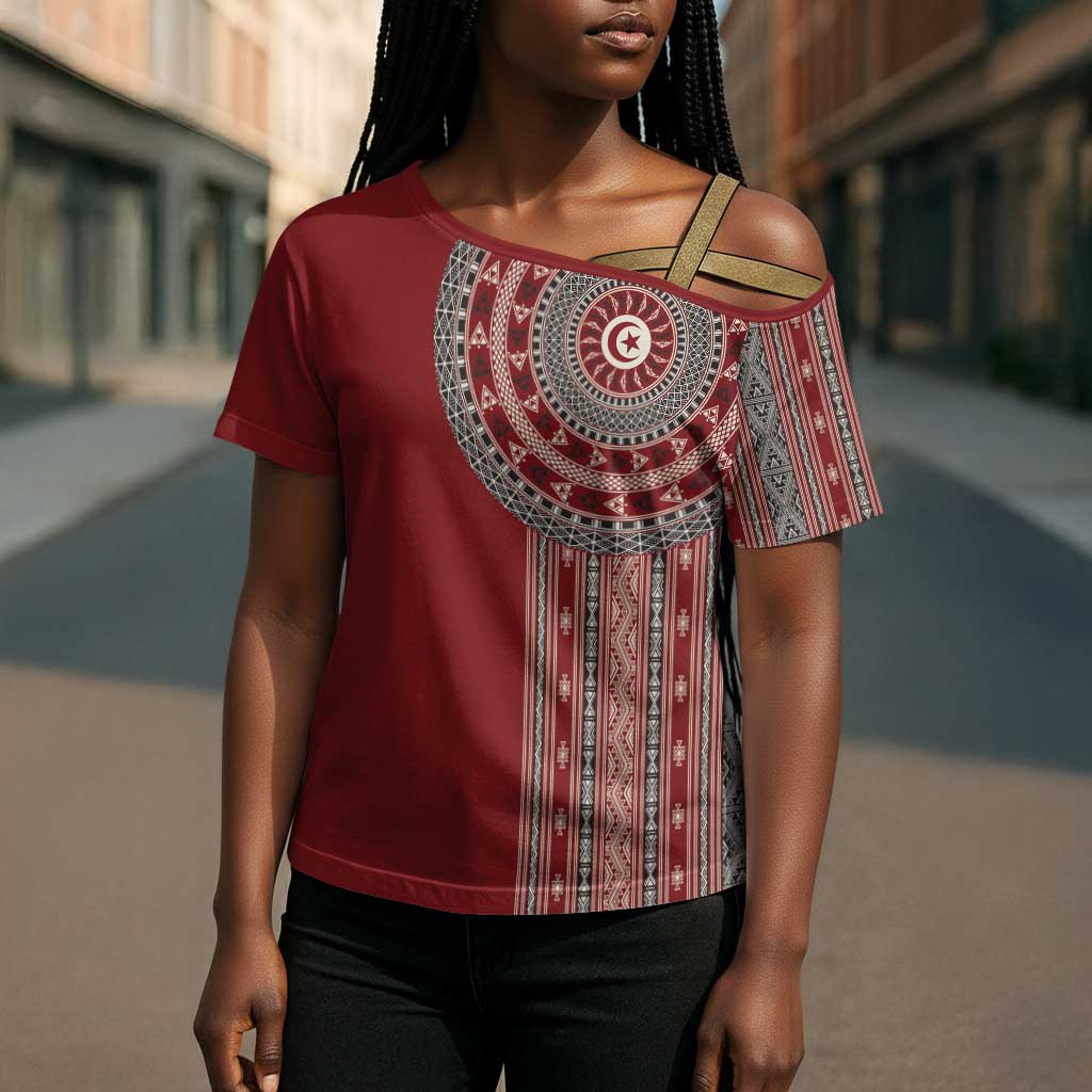 Tunisia Bakhnug Motif Cross Shoulder Shirt Traditional Tunisian Embroidery Inspired - African Pride