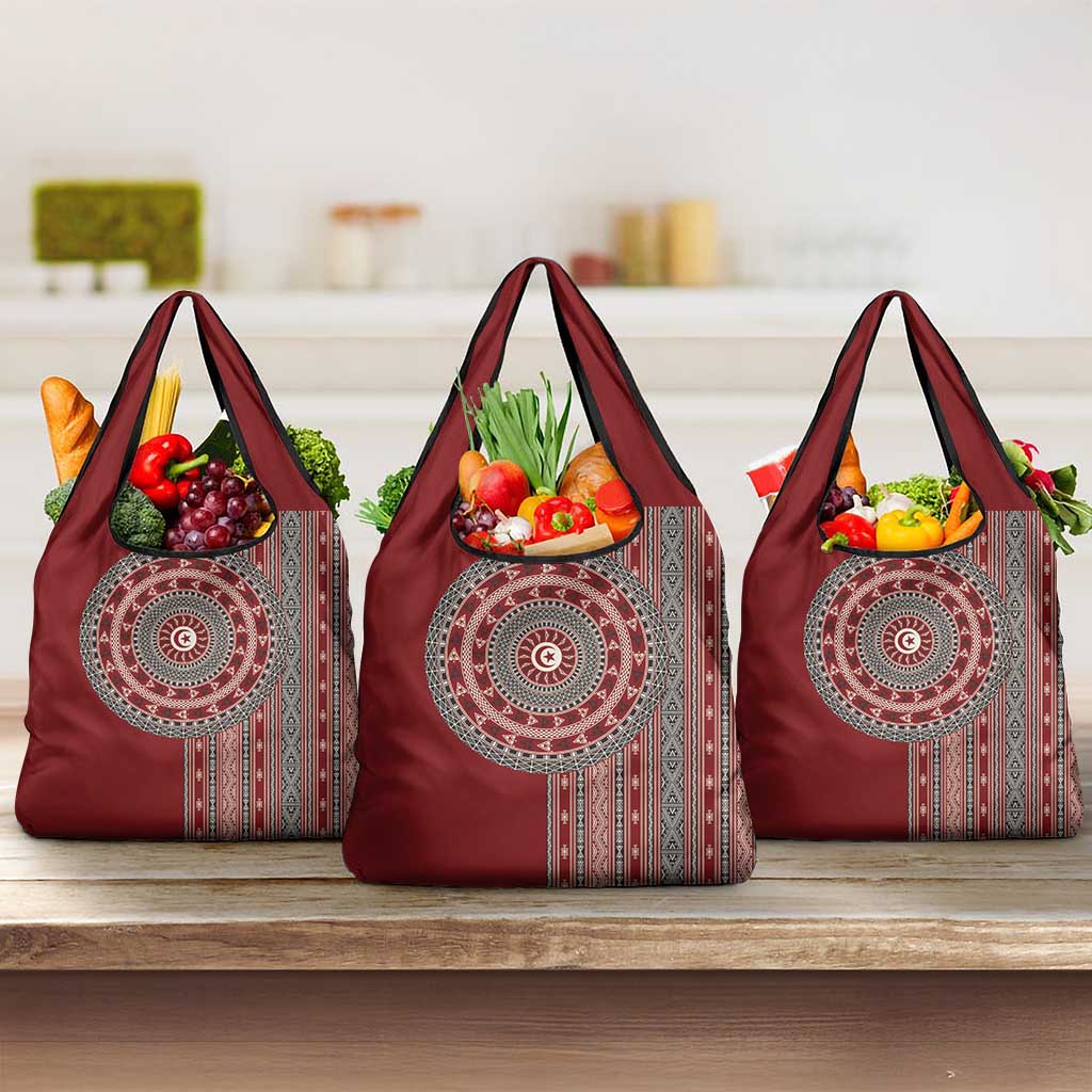 Tunisia Bakhnug Motif Grocery Bag Traditional Tunisian Embroidery Inspired - African Pride