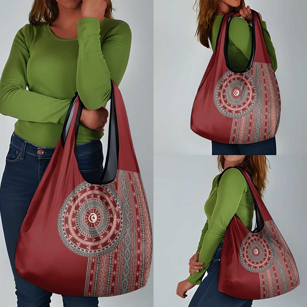 Tunisia Bakhnug Motif Grocery Bag Traditional Tunisian Embroidery Inspired - African Pride