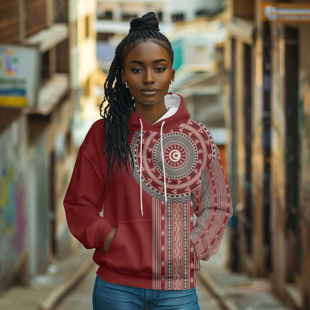Tunisia Bakhnug Motif Hoodie Traditional Tunisian Embroidery Inspired - African Pride