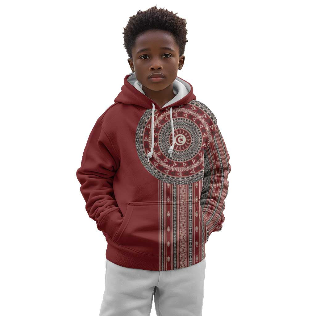 Tunisia Bakhnug Motif Kid Hoodie Traditional Tunisian Embroidery Inspired - African Pride