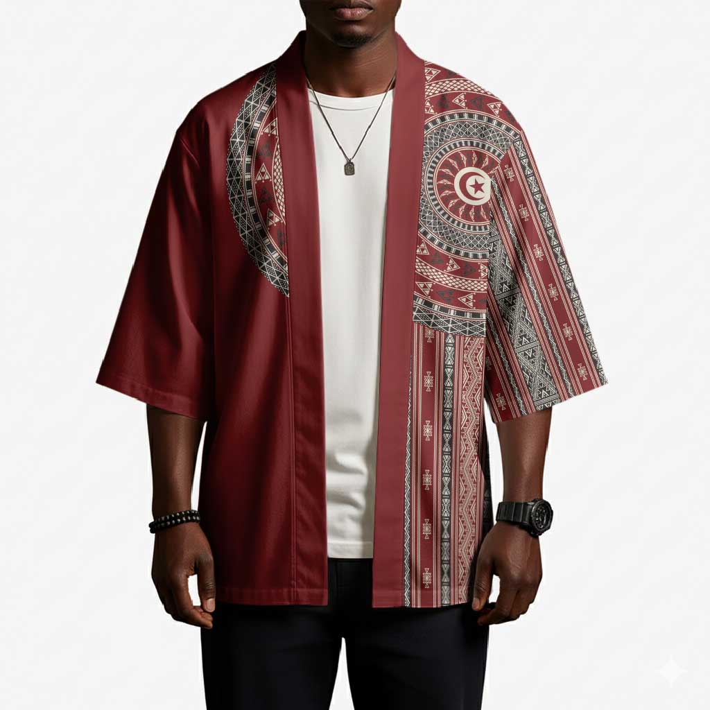Tunisia Bakhnug Motif Kimono Traditional Tunisian Embroidery Inspired - African Pride