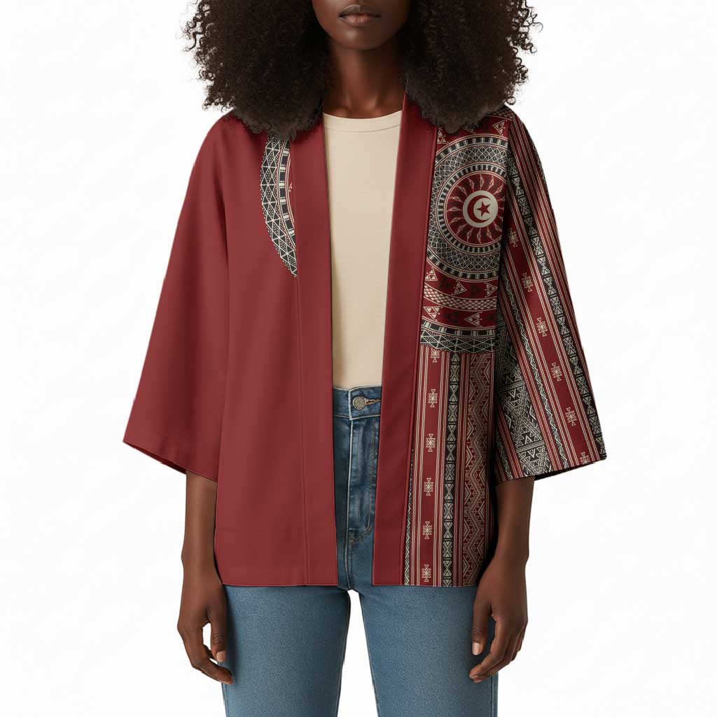 Tunisia Bakhnug Motif Kimono Traditional Tunisian Embroidery Inspired - African Pride