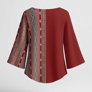 Tunisia Bakhnug Motif Kimono Sleeve Blouse Traditional Tunisian Embroidery Inspired - African Pride