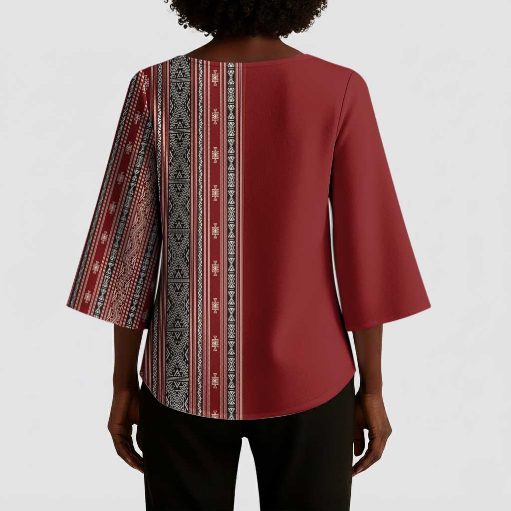 Tunisia Bakhnug Motif Kimono Sleeve Blouse Traditional Tunisian Embroidery Inspired - African Pride