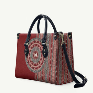 Tunisia Bakhnug Motif Leather Bag Traditional Tunisian Embroidery Inspired - African Pride