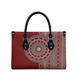 Tunisia Bakhnug Motif Leather Bag Traditional Tunisian Embroidery Inspired - African Pride