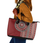Tunisia Bakhnug Motif Leather Tote Bag Traditional Tunisian Embroidery Inspired - African Pride