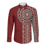 Tunisia Bakhnug Motif Long Sleeve Button Shirt Traditional Tunisian Embroidery Inspired - African Pride