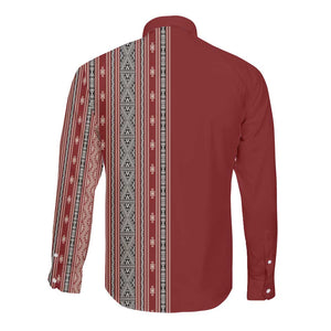 Tunisia Bakhnug Motif Long Sleeve Button Shirt Traditional Tunisian Embroidery Inspired - African Pride