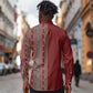 Tunisia Bakhnug Motif Long Sleeve Button Shirt Traditional Tunisian Embroidery Inspired - African Pride